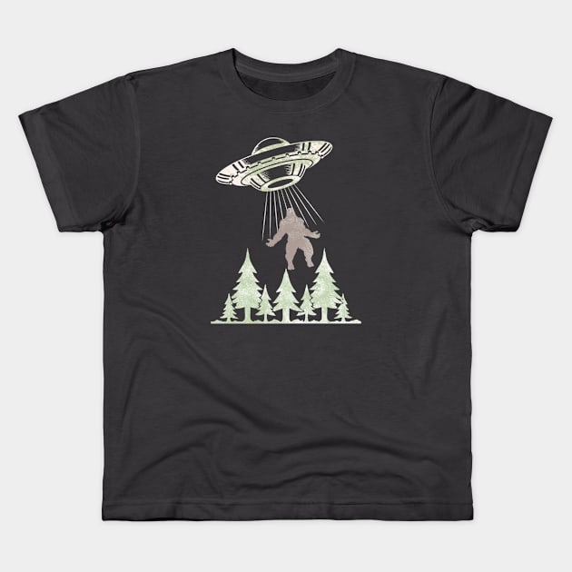 Alien Abduction Bigfoot Edition Kids T-Shirt by ArtisticEnvironments